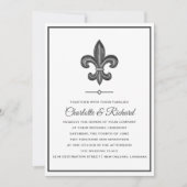 Nola Gray & White French Fleur De Lis Wedding Kaart (Voorkant)