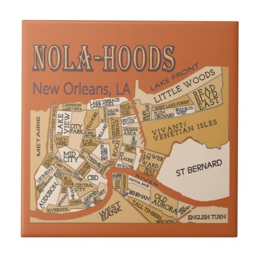 Nola-Hoods Map Tegeltje (Voorkant)