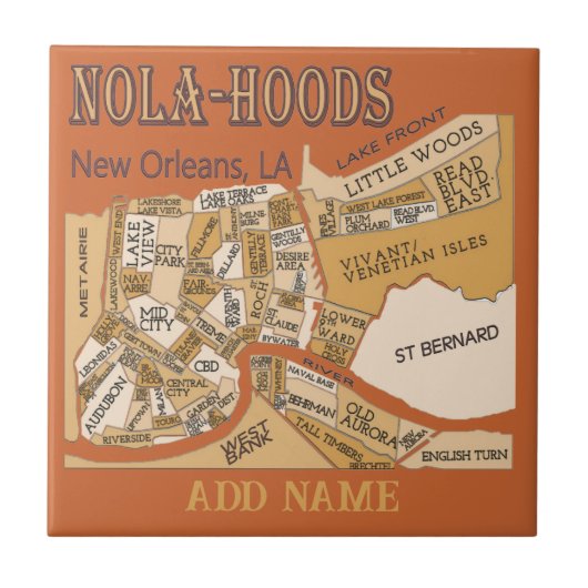 Nola-Hoods Map Tegeltje (Voorkant)