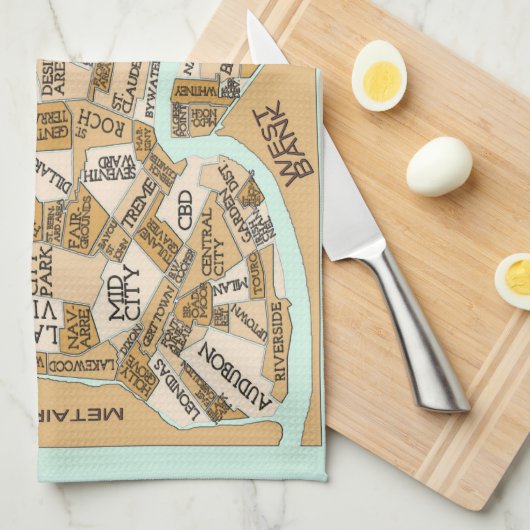 Nola-Hoods Map Theedoek (Quarter Fold)