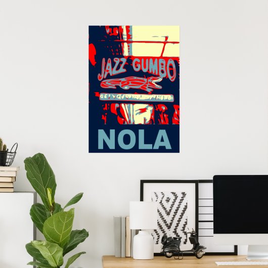 NOLA Jazz en Gumbo Poster (Thuiskantoor)