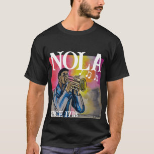NOLA Jazz Trumpet Man Waterverf schilderen T-shirt