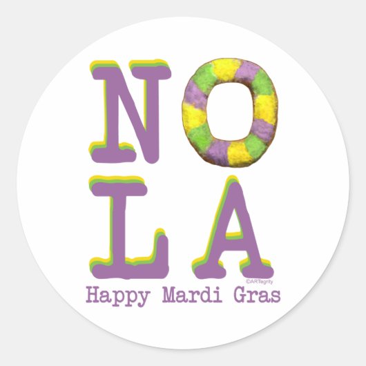 NOLA King Cake Ronde Sticker (Voorkant)