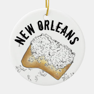 NOLA New Orleans Beignet Pastry Louisiana Keramisch Ornament