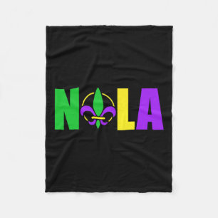Nola New Orleans Louisiana 504 Fleur-de-lis Mardi Fleece Deken