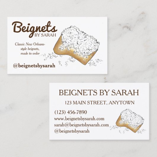 NOLA New Orleans Louisiana Beignets Pastry Food Visitekaartje (Voorkant / Achterkant)