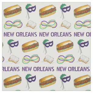 NOLA New Orleans Louisiana Mardi Gras Beads Masker Stof