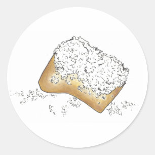 NOLA New Orleans Louisiana Sugary Beignet Pastry Ronde Sticker