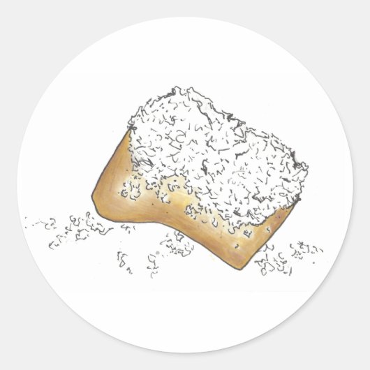 NOLA New Orleans Louisiana Sugary Beignet Pastry Ronde Sticker (Voorkant)