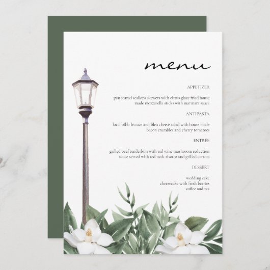NOLA New Orleans Magnolia 5x7" Het menu Eat (Voorkant / Achterkant)