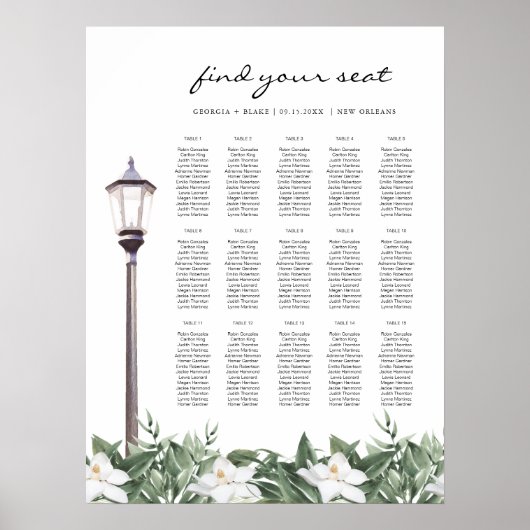 NOLA | New Orleans Magnolia Bourbon Street Seat Poster (Voorkant)