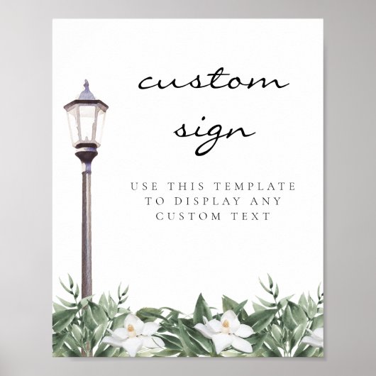 NOLA New Orleans Magnolia Custom Editable Sign Poster (Voorkant)