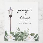 NOLA New Orleans Magnolia Weddenschap Wine Label Wijn Etiket (Enkel label)