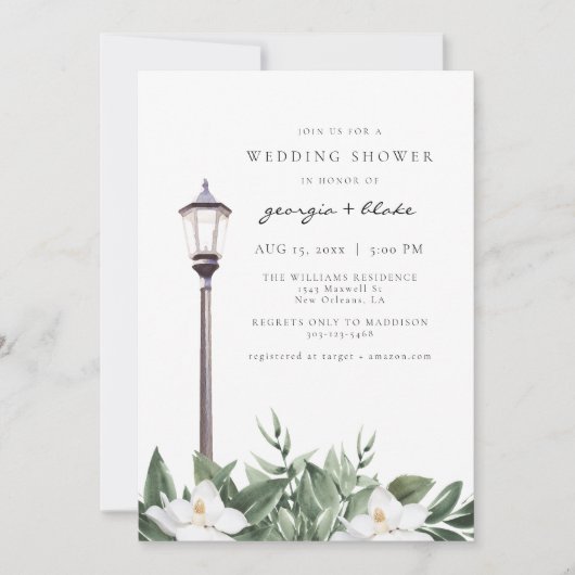 NOLA New Orleans Magnolia Wedding Shower Invitatio Kaart (Voorkant)
