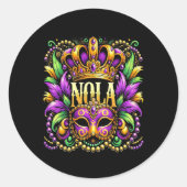 Nola New Orleans Mardi Gras 2025 Ronde Sticker (Voorkant)