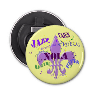 NOLA New Orleans Music (geel) Button Flesopener