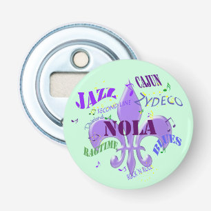 NOLA New Orleans Music (groen) Button Flesopener