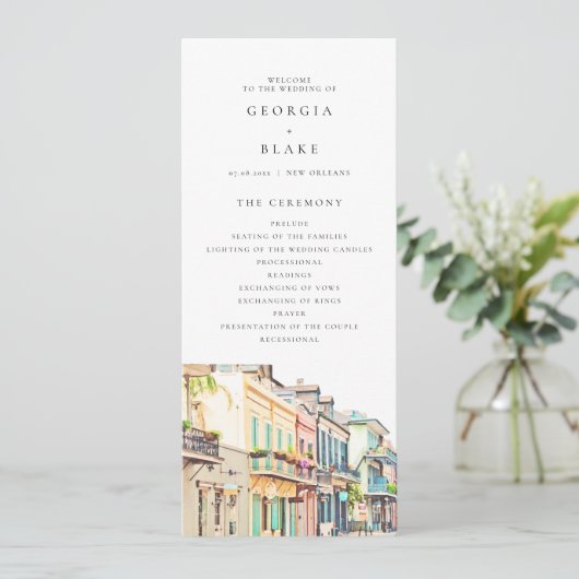NOLA New Orleans Skyline Wedding Program Kaart (Staand voorkant)
