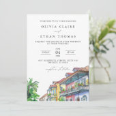 NOLA New Orleans Waterverf bestemming bruiloft Kaart (Staand voorkant)