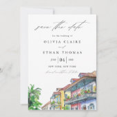 NOLA New Orleans Waterverf Save the Date Kaart (Voorkant)