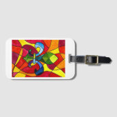 NOLA Rode Glas-in-Lood Fleur de Lis Bagage Label (Voorkant (horizontaal))