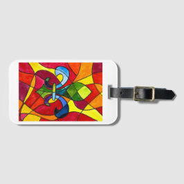 NOLA Rode Glas-in-Lood Fleur de Lis Bagage Label