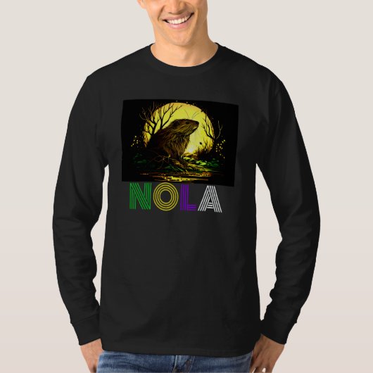 Nola Saying New Orleans Mardi Gras Nutria Rat  2 T-shirt (Voorkant)