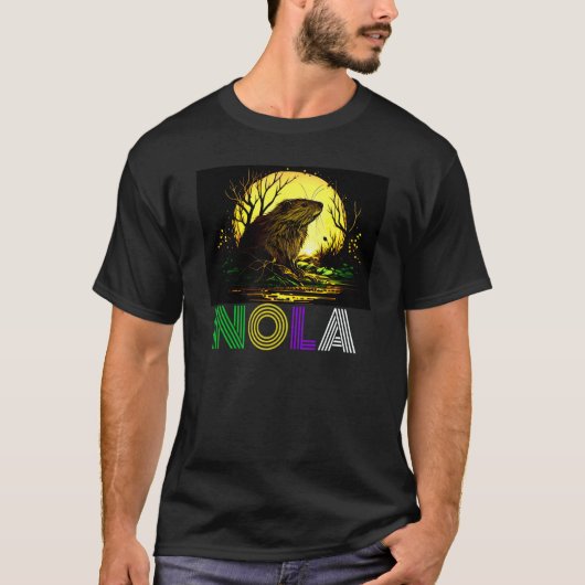 Nola Saying New Orleans Mardi Gras Nutria Rat  2 T-shirt (Voorkant)