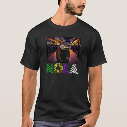 Nola Saying New Orleans Mardi Gras Nutria Rat T-shirt (Voorkant)