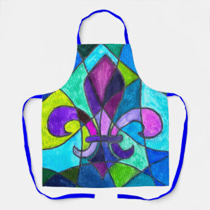 NOLA-serie blauwe mozaïek all-over print schort