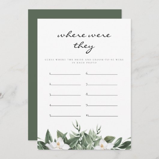 NOLA Waar waren ze Vrijgezellenfeest Game Kaart (Voorkant / Achterkant)