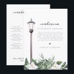 NOLA Watercolor Magnolia Welkomstbrief Tijdlijn Menu<br><div class="desc">Deze huwelijks-welkombrief en -tijdlijn bevatten waterverf magnolia's en een lantaarnpaal in Franse stijl. Gebruik deze sjabloon om alle tekst, lettertype, letterkleur en achtergrondkleur aan te passen aan uw evenementstijl. Klik op 'Klik om verder aan te passen' in het personalisatie-gedeelte om de volledige editor te openen. Ga naar https://www.svgrepo.com/ om nieuwe...</div>