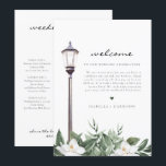 NOLA Watercolor Magnolia Welkomstbrief Tijdlijn Menu<br><div class="desc">Deze huwelijks-welkombrief en -tijdlijn bevatten waterverf magnolia's en een lantaarnpaal in Franse stijl. Gebruik deze sjabloon om alle tekst, lettertype, letterkleur en achtergrondkleur aan te passen aan uw evenementstijl. Klik op 'Klik om verder aan te passen' in het personalisatie-gedeelte om de volledige editor te openen. Ga naar https://www.svgrepo.com/ om nieuwe...</div>