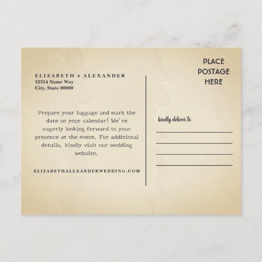 Nola Waterverf New Orleans Bruiloft Save The Date Briefkaart (Achterkant)