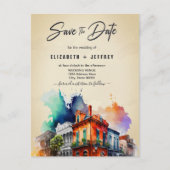 Nola Waterverf New Orleans Bruiloft Save The Date Briefkaart (Voorkant)