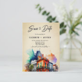 Nola Waterverf New Orleans Bruiloft Save The Date Briefkaart (Staand voorkant)
