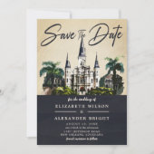 Nola Waterverf New Orleans Bruiloft Save The Date Kaart (Voorkant)