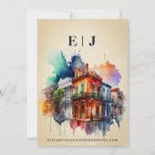 Nola Waterverf New Orleans Bruiloft Save The Date Kaart (Achterkant)