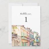 NOLA Waterverf New Orleans Travel Table Number Kaart (Voorkant)