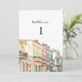 NOLA Waterverf New Orleans Travel Table Number Kaart (Staand voorkant)