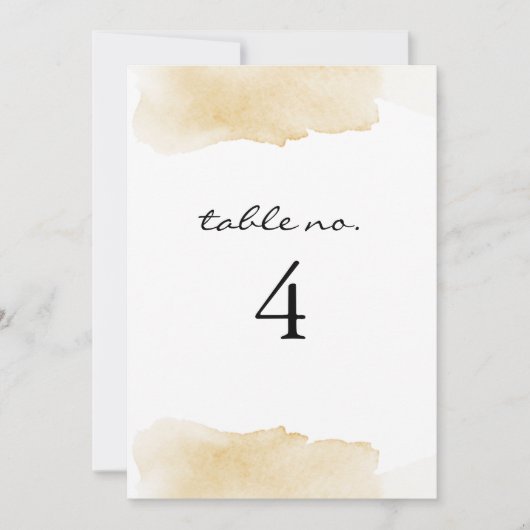 NOLA Yellow Waterverf bruiloft Table Number Kaart (Voorkant)