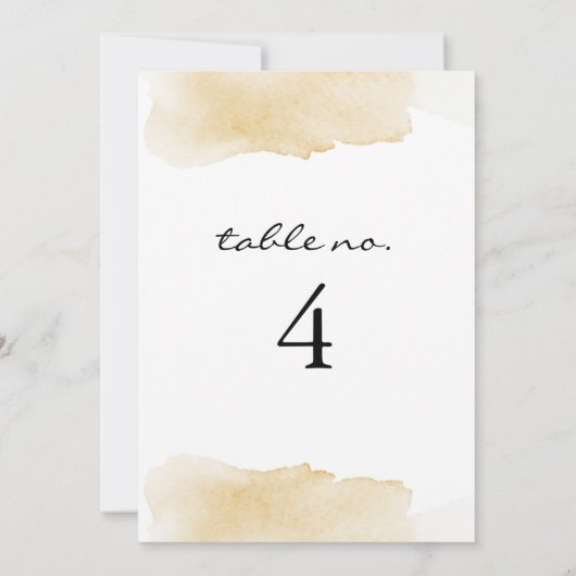 NOLA Yellow Waterverf bruiloft Table Number Kaart (Achterkant)