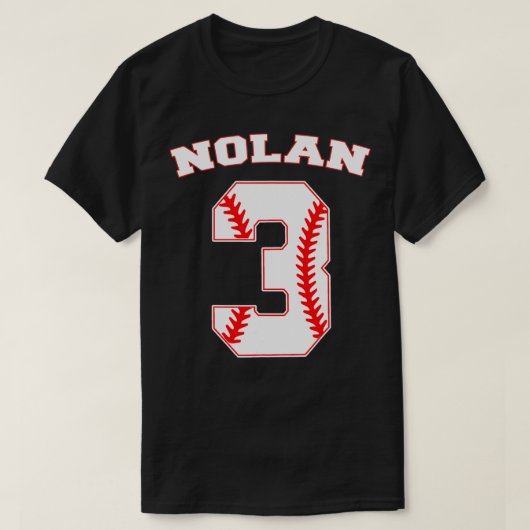 Nolan Baseball Name Three Years 3rd Birthday Numbe T-shirt (Design voorkant)