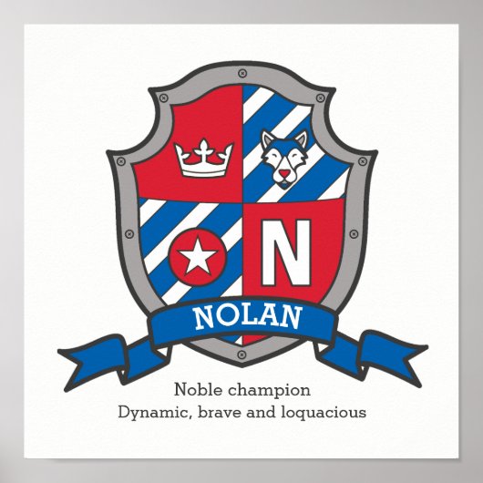 Nolan boys name letter N betekenend heraldry shiel Poster (Voorkant)