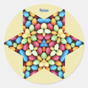 NOLAN ~ EASTER EIGS MULTICOLORED ~ RONDE STICKER