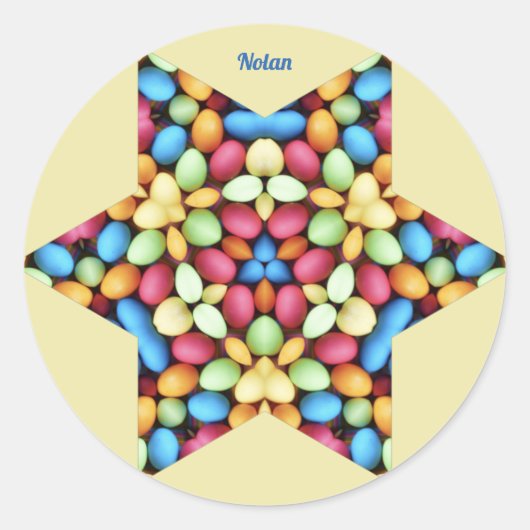 NOLAN ~ EASTER EIGS MULTICOLORED ~ RONDE STICKER (Voorkant)