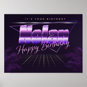 Nolan Name Vorname lila retro Poster Geburtstag