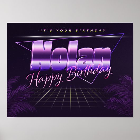 Nolan Name Vorname lila retro Poster Geburtstag (Voorkant)