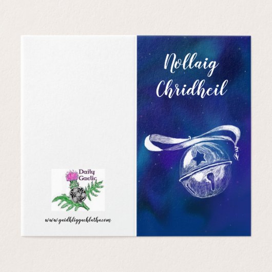 Nollaig Chridheil blue Kaart (Buitenkant ongevouwen)