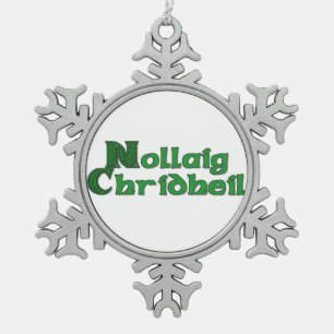 Nollaig Chridheil - Schots kerstversiering Tin Sneeuwvlok Ornament